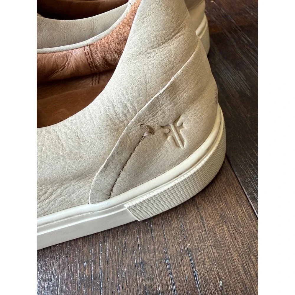 Frye Ivy Low Lace Sneakers Cream Leather Low‎ Top Shoes Womens 8.5
